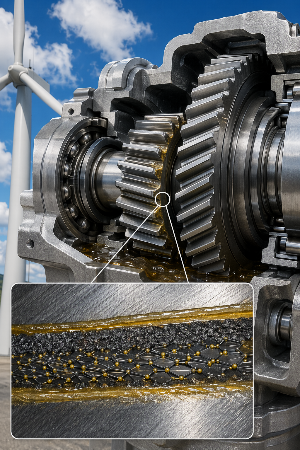MoS₂ transfer film formation in wind turbine gearbox lubrication