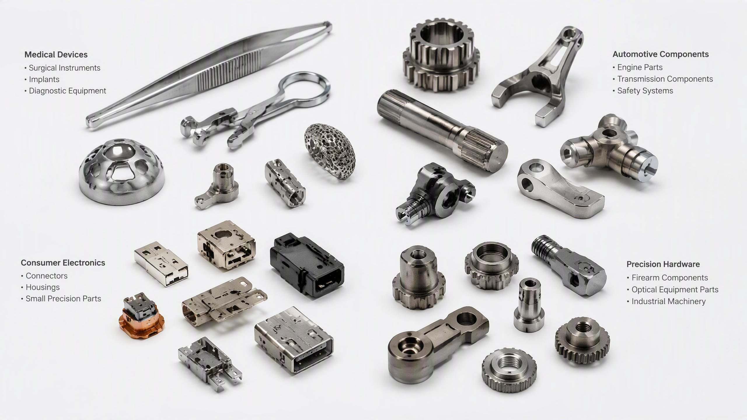 Diverse metal injection molding MIM components for medical automotive and electronics applications